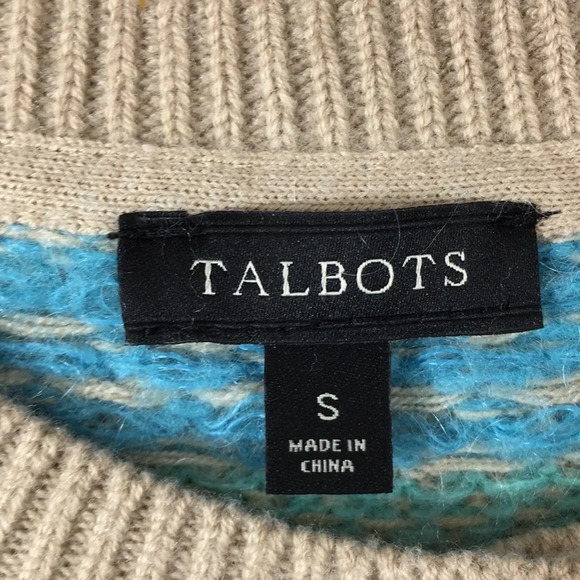 Talbots Tan Pink Knit Cardigan Sweater Womens Small Button Front Striped - Picture 5 of 10